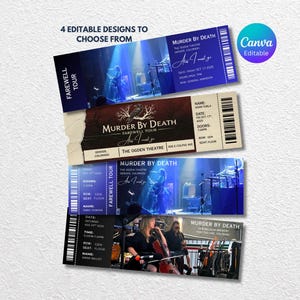 Murder by Death Farewell Tour Ticket Stub Pack – 3 Editable Concert Ticket Templates | Canva Printable Digital Download | Concert memory