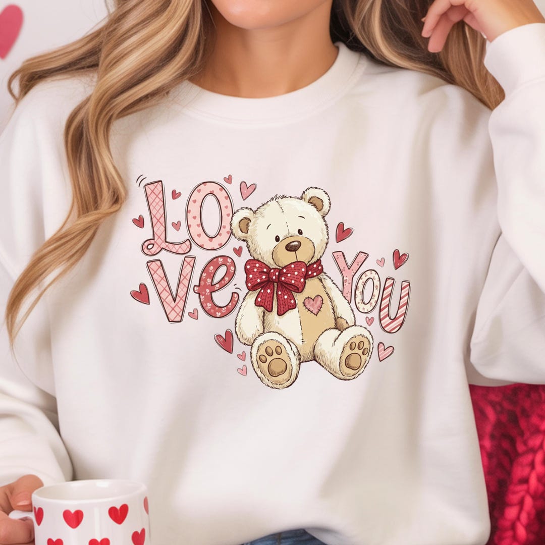 Retro Patchwork Valentine Teddy Bear Png,valentine Hugs and Kisses Png ...