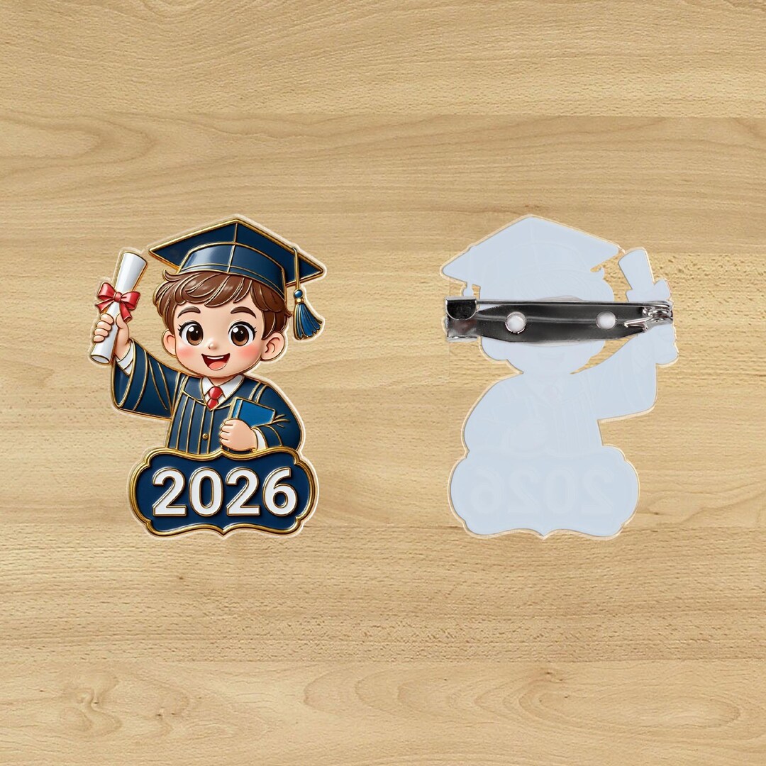 Cute Graduate Acrylic Pin, Boy Graduation Brooch, Student Gift ...