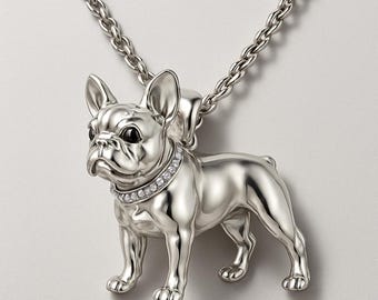 フレンチブルドッグのパーソナライズされたスターリングシルバー