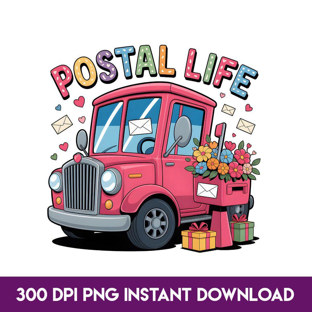 Postal Life PNG | Cute Mail Truck Design | Post Office Worker Shirt ...