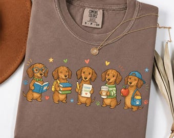 Perro salchicha profesor PNG, Perro de vuelta al cole PNG, Sublimación de perro profesor, Perro salchicha PNG, Cachorro escolar PNG, Regalo para profesor PNG, Descarga instantánea