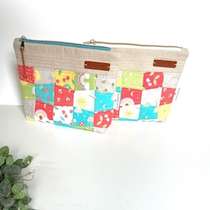 Handmade Quilted Zipper Pouch, Patchwork Zipper Bag , Cosmetic Bag, Accessories Bag, Travel Bag, Project Pouch