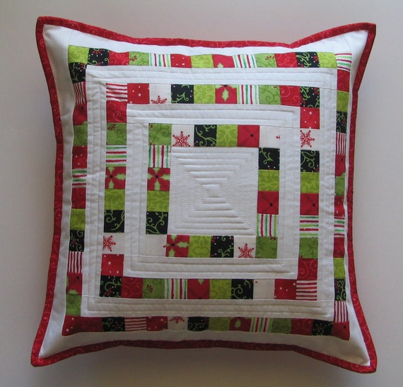 Items similar to Trendy Quilted Christmas Fabric Pillow Sham on Etsy