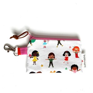 Cotton Mini Zip Pouch: Handmade Coin Purse with Lobster Claw