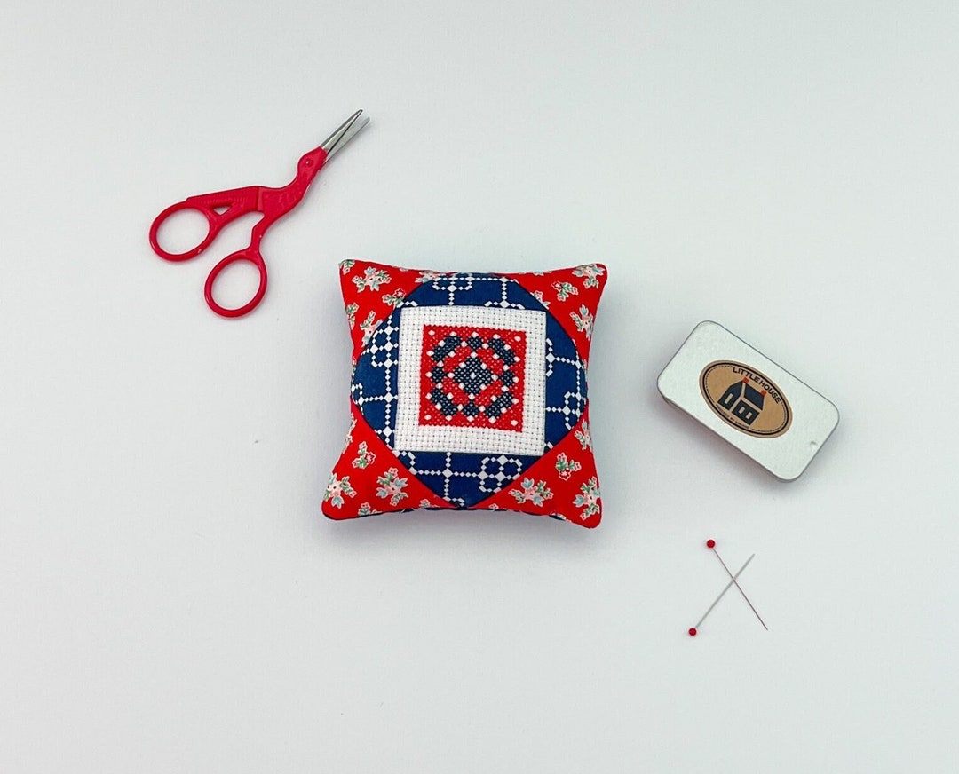 Patch Work Accessory Cross Stitched Granny Square Pincushion Quilted Pincushion Sewing ...