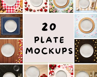 20 Plate Mockups – Editable in Canva free drag & drop – Digital Download