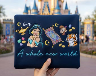 Camiseta bordada de la Princesa Jasmine, Camiseta de Disney Jasmine, Regalo de la Princesa Jasmine, Camiseta para viaje de chicas de Disney, Jasmine de Aladino