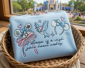 Sudadera bordada "Un sueño es un deseo que nace del corazón", Viaje a Disney para niñas 2026, Camiseta inspirada en Cenicienta, Regalo para fiesta de princesas