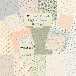 Minimalistiskt blommigt digitalt papperspaket, små blommor skräpjournalbakgrunder, utskrivbar scrapbookingpappersamling