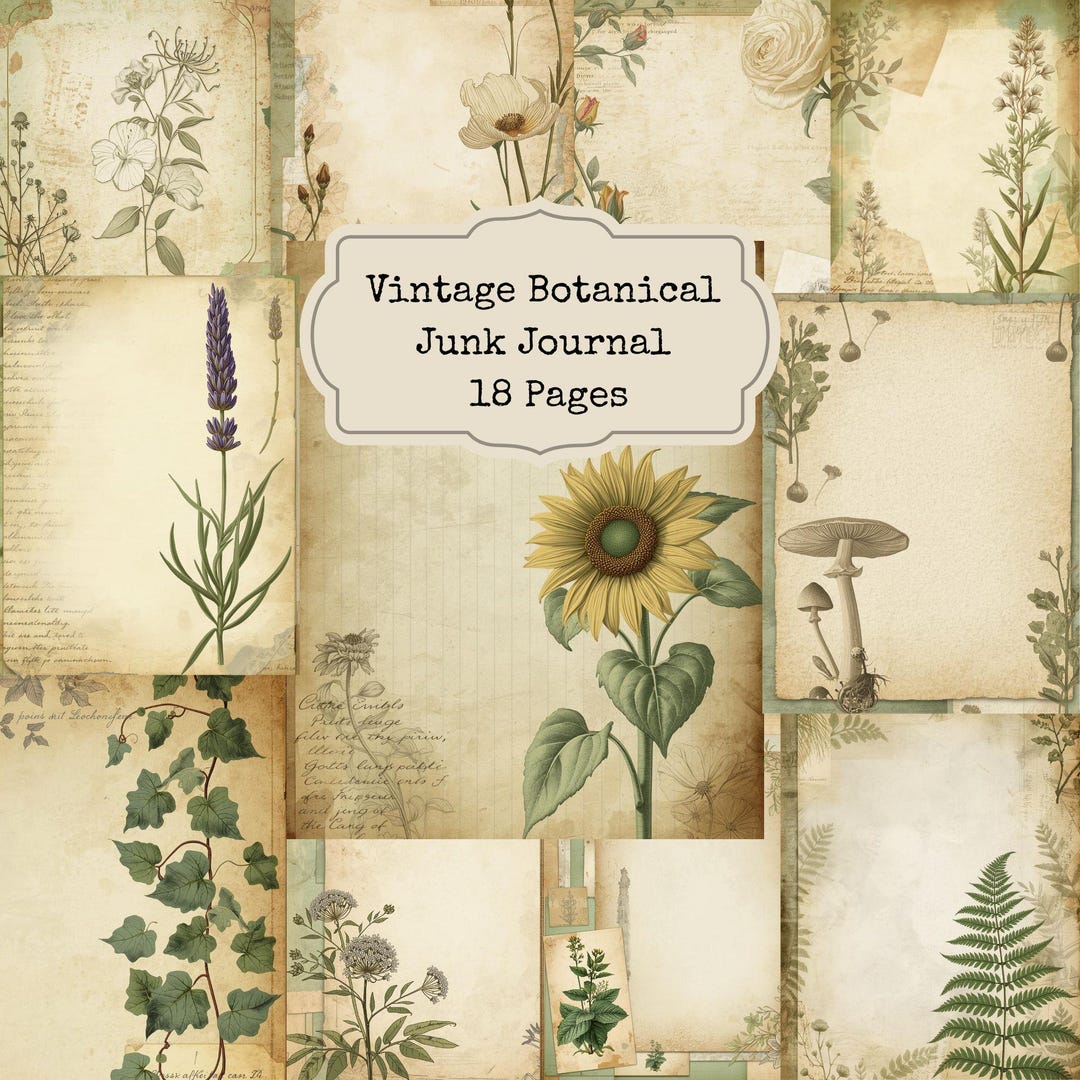 Botanical Herb Junk Journal Pages Vintage Printable Scrapbook Paper ...