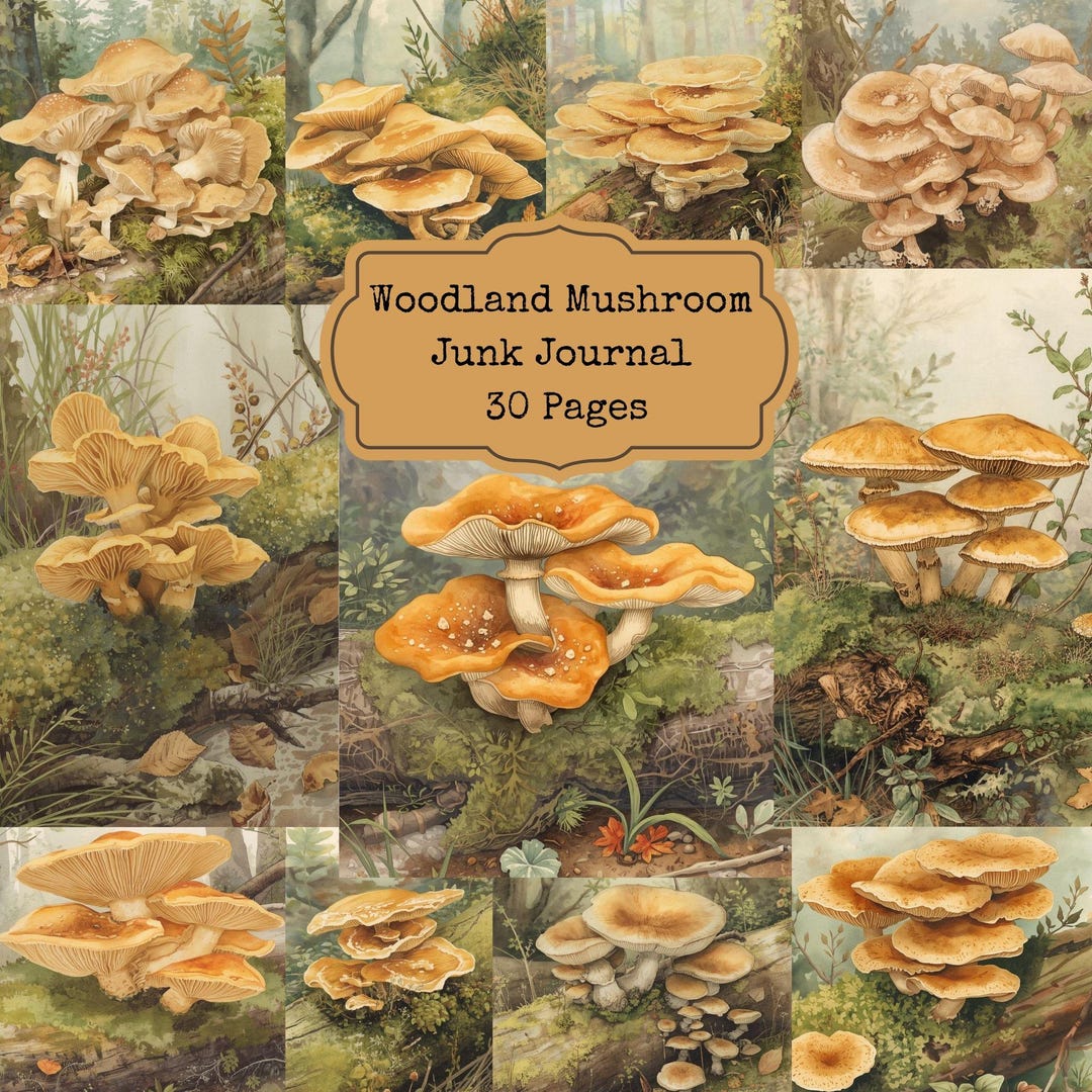 Woodland Mushroom Junk Journal Pages Printable Forest Nature Scrapbook ...