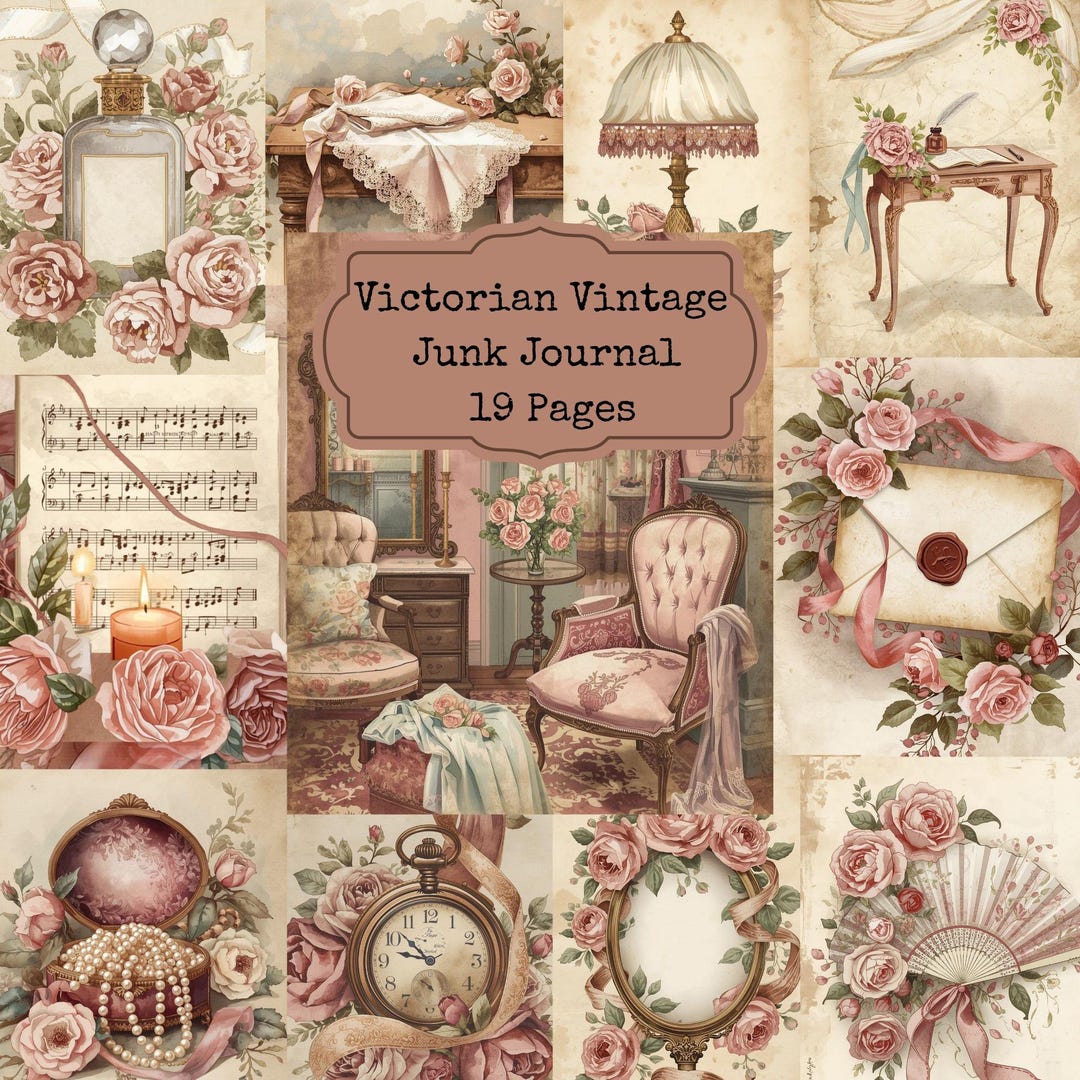 Victorian Junk Journal Pages Printable Scrapbook Paper Rose Ephemera ...