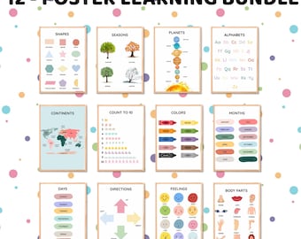 Kids Educational Posters | Learning Print Bundle for Nursery (Digital Download)