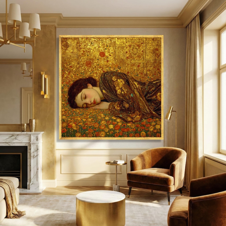 Gustav Klimt Golden Dream Portrait Canvas, Art Nouveau Wall Art ...
