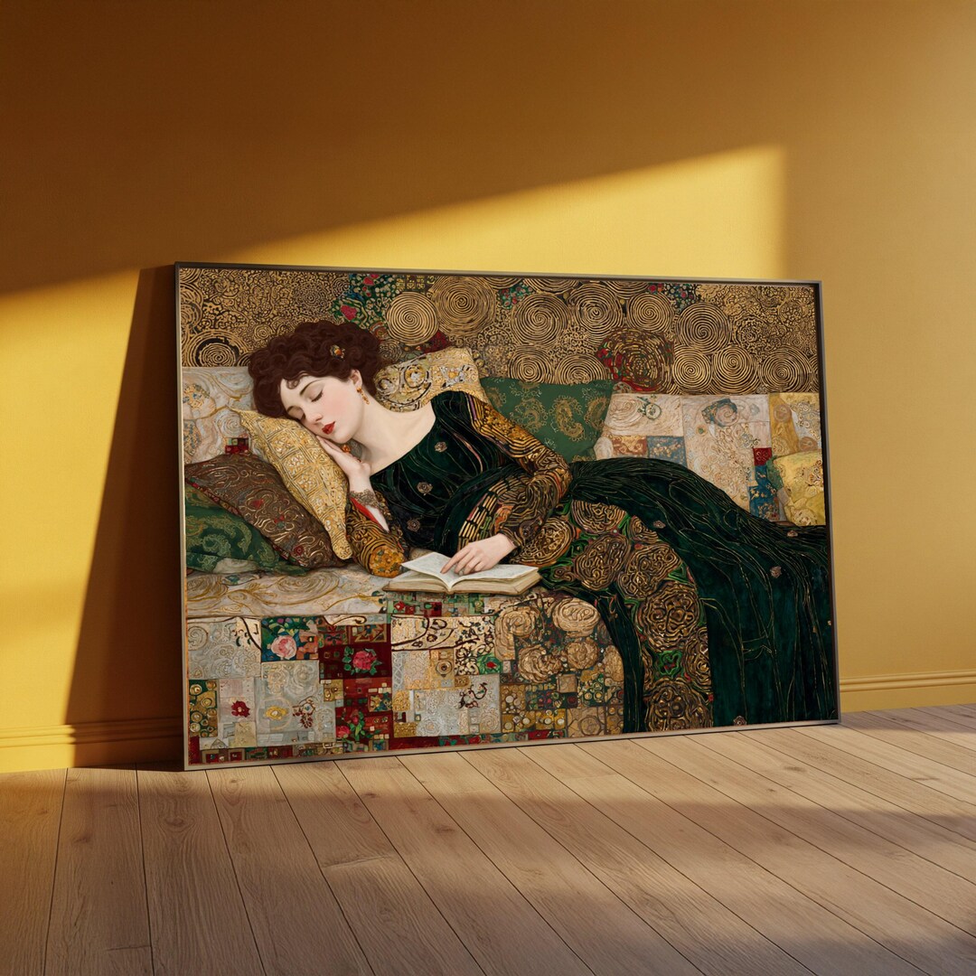 Gustav Klimt Portrait Canvas, Woman in Green Dress Wall Art, Fine Art ...