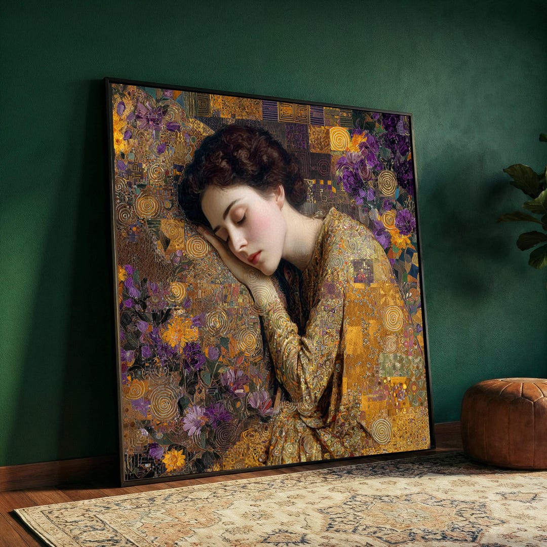 Gustav Klimt Sleeping Woman Canvas, Elegant Portrait Wall Art ...