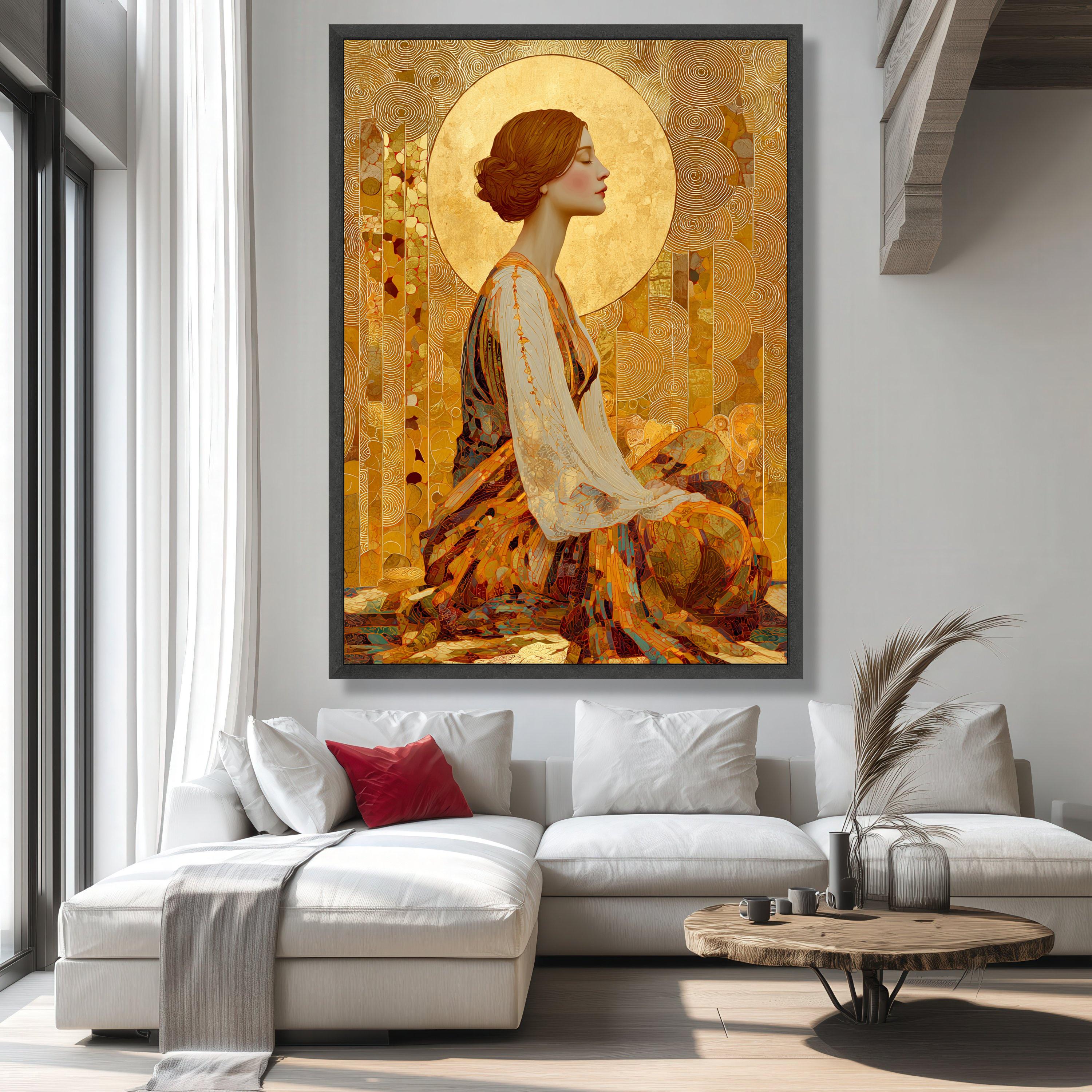 Gustav Klimt Woman in Gold Halo Canvas, Decorative Portrait Wall Art ...