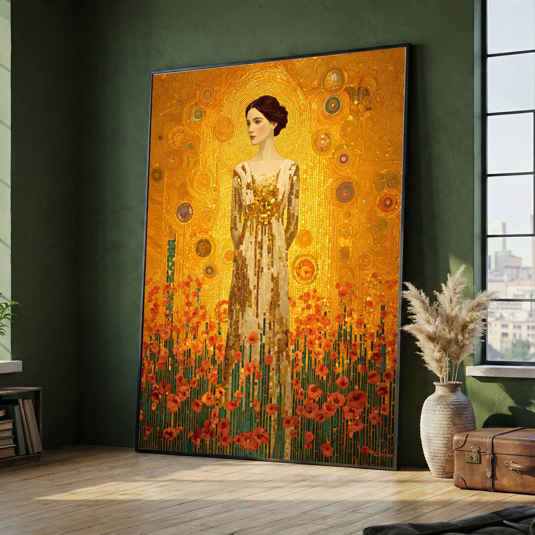 Gustav Klimt Golden Woman Canvas, Art Nouveau Wall Art, Elegant Female ...