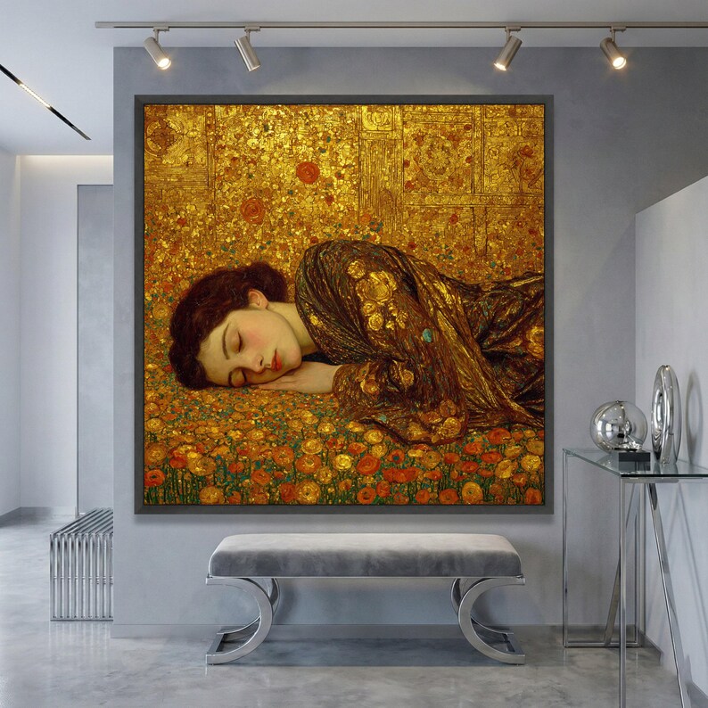 Gustav Klimt Golden Dream Portrait Canvas, Art Nouveau Wall Art ...