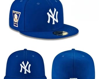 New Era New York Yankees 59FIFTY Fitted Cap Royal Blue Edition with White Logo and World Series Patch Flat Brim Baseball Hat MLB Streetwear