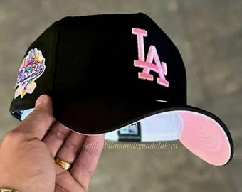 New Era LA Dodgers Baseball Cap: Black, Pink, Cotton, Adjustable Snapback