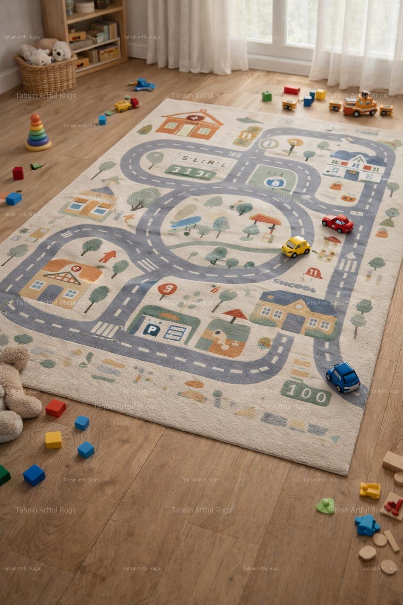 Kids Rugs Riyadh Kids Play Road Rug | City Map Children Rug | Nursery Playroom Carpet ...