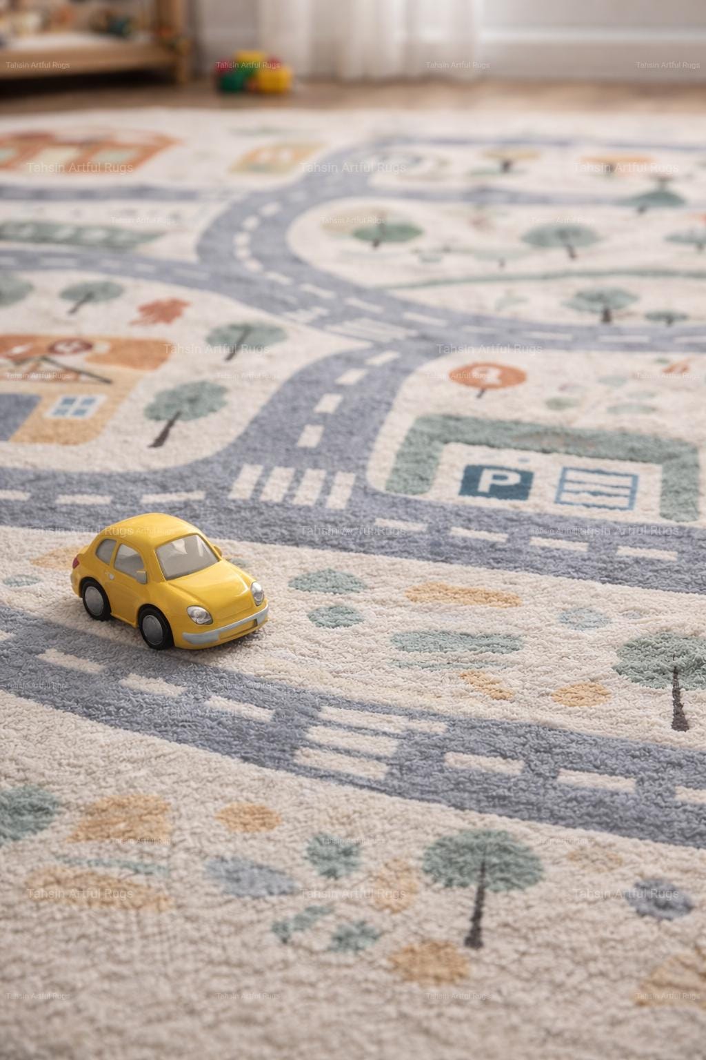 Kids Play Road Rug | City Map Children Rug | Nursery Playroom Carpet ...