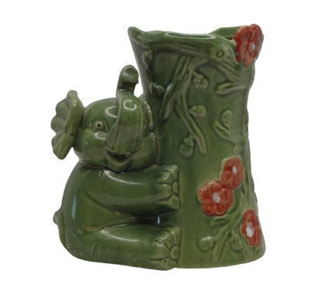 Elephant Trunk Up Vase Bamboo Holder Vintage Boho Eclectic Etsy