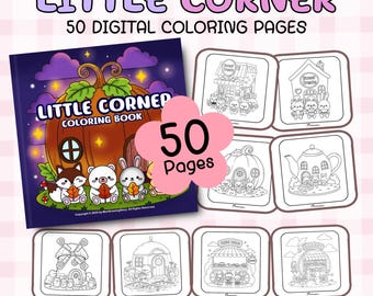 Little Corner Coloring Pages PDF : Super Cute Designs of Cozy, 50 Printable Instant Digital Download Cute, Cozy & Comfy Illustrations