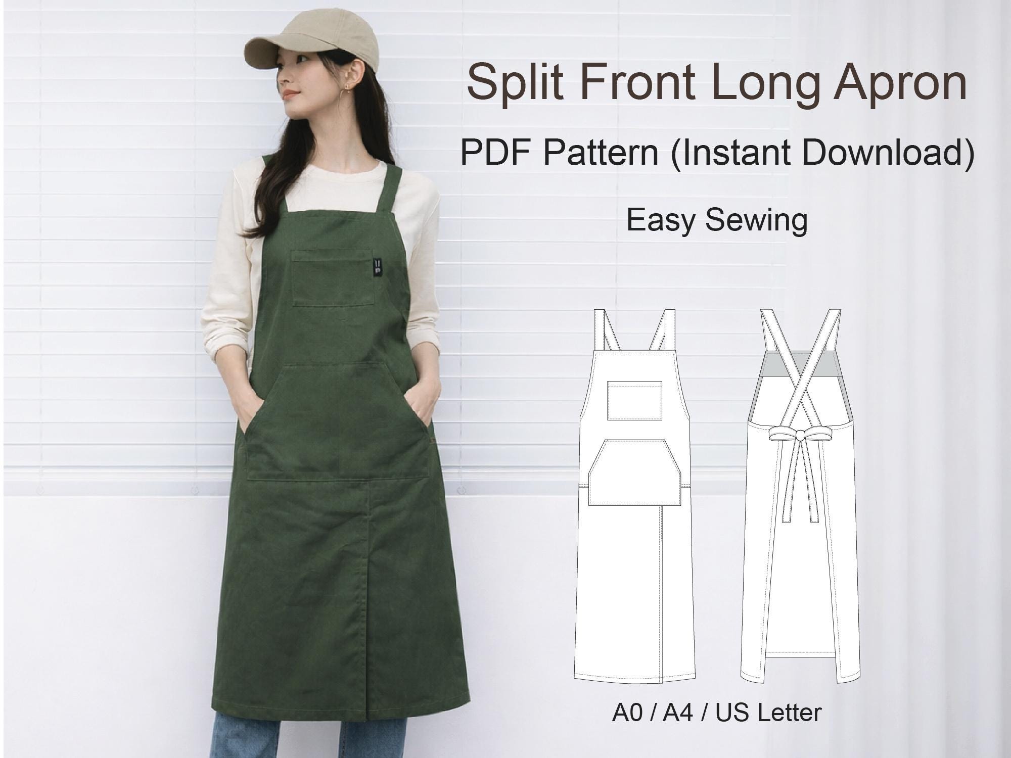 Split Front Apron PDF Sewing Pattern | Cross Back Apron | Beginner ...