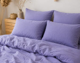 Linen Lavender Bedding Set 1 Duvet Cover With 2 Pillowcases Softened Comforter Cover