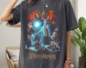Vintage Inspired The Lord of the Rings T-Shirt – Fellowship Fantasy Graphic Tee on Comfort Colors 1717 – Retro Movie Shirt
