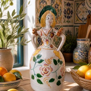 Figurine en céramique espagnole de J. Pajares – Céramique vintage peinte à la main (36 cm)