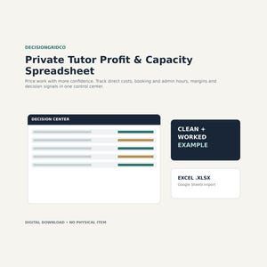 Private Tutor Session Pricing + Student Load Capacity Workbook