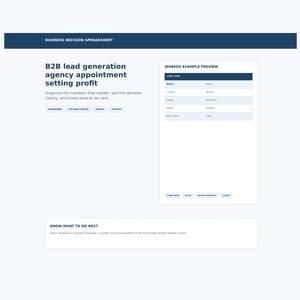 B2B lead generation agency appointment setting profit Spreadsheet, Excel and Google Sheets