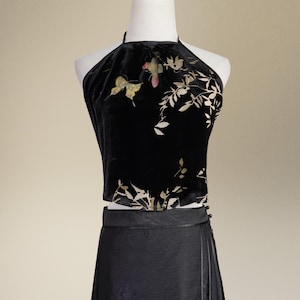 Mulberry Silk Summer Dress, Halter Top, Modern Qi Pao , Floral Patterns