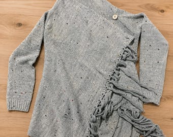 Cárdigan de punto con flecos, suéter tipo chal extragrande para mujer, cárdigan bohemio de manga larga, prenda acogedora para otoño e invierno.