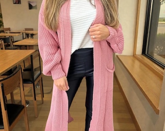 Cardigan lavorato a maglia da donna, cardigan invernale, maglia comoda, maglia oversize, maglia taglie forti, maglione casual, regalo per lei