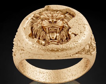 Men's Lion Roar King Mane Ring - .925 Sterling Silver Band Sizes 8-13 - View #6