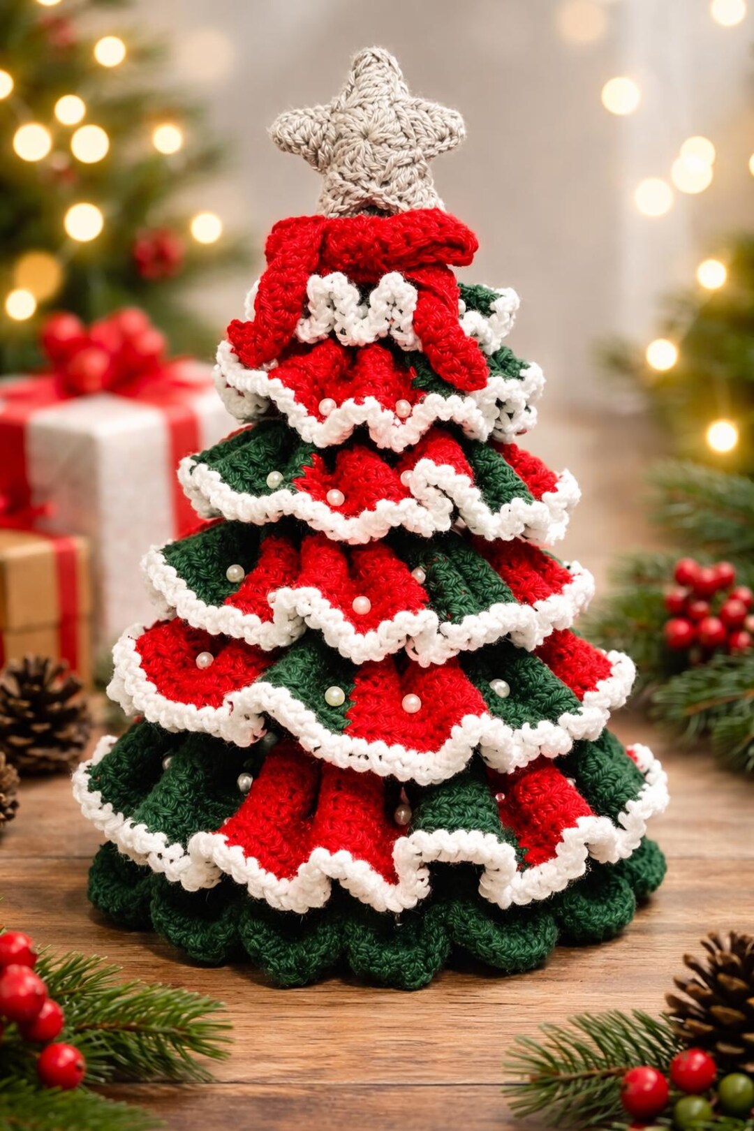 Crochet Christmas Tree Pattern PDF – Layered Ruffled Tree Amigurumi ...