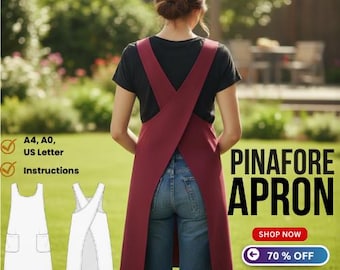 Cross-Back Pinafore Apron Sewing Pattern • Beginner Friendly (Digital Download)