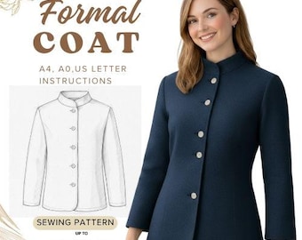 Formal Coat PDF Sewing Pattern | Coat Pattern | A0 A4 US Letter | Winter Coat Sewing Pattern | Digital Download