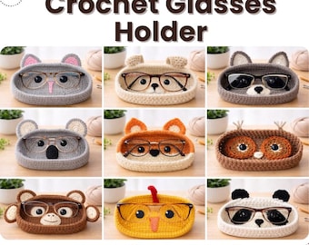 Brillenetui Muster-Bundle häkeln | Tiere Brillen personalisierte Geschenk |Handmade Amigurumi | Geschenk für Ihn (Digitale Produkte)