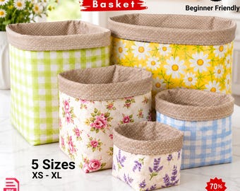 Fabric Storage Basket Sewing Pattern PDF | Storage Bin Organizer | Fabric Basket Pattern | Desk Organizer | Instant Download