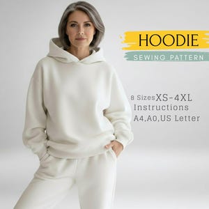 Naaipatroon oversized hoodie pdf | Patroon ritshoodie heren | Eenvoudig sweater naaien voor beginners | DIY-hoody