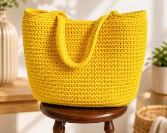 Crochet Tote Bag Pattern PDF | Market Beach Bag DIY (Digital Download)