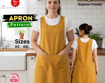 Cartamodello PDF per grembiule giapponese con spalline incrociate / Grembiule vintage anni '50 / Costume per cosplay rinascimentale / Stampabile fai da te