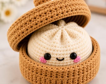 Schema per realizzare ravioli e vaporiera all'uncinetto, peluche senza cuciture, tutorial di amigurumi a tema cibo (download digitale)