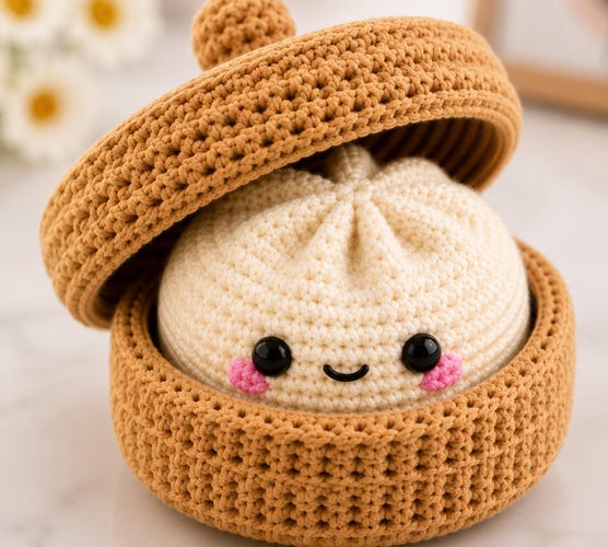 Crochet Dumpling & Steamer Pattern — No Sew Plushie Amigurumi Food Tutorial